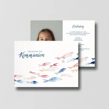 Karte Kommunion Fischschwarm